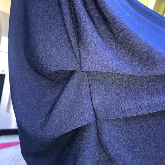 AUW Navy Blouse with Unique Button Shoulders and Side Ruching Vintage - Picture 6 of 6